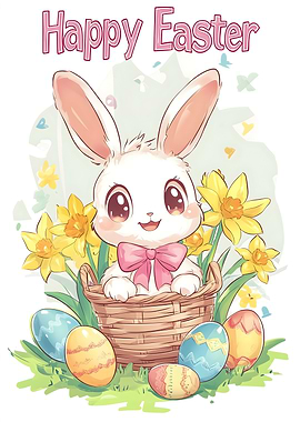 Cute Easter Bunny in a Basket