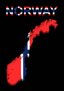 Norway Map with Flag and Text
