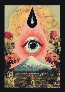 Surreal Eye Over Mountain Landscape