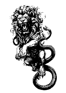 Lion and Snake Tattoo Design