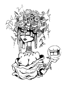 Woman with Flowers and Treasure Chest