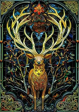 Stained Glass Stag