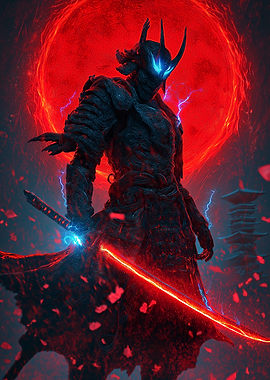 Samurai Warrior with Glowing Sword