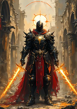 Knight with Fiery Swords