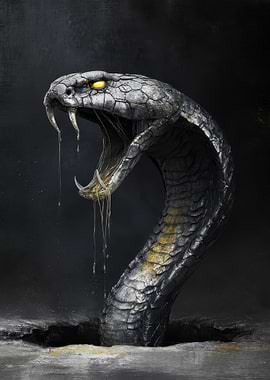 Fierce Cobra Emerging from Darkness
