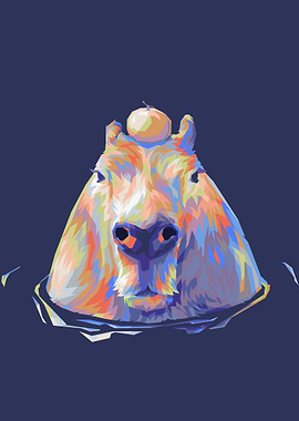 Capybara with a Orange on its Head