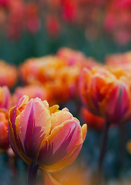 Close-up of a Dew-Kissed Tulip