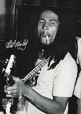 Bob Marley Playing Guitar