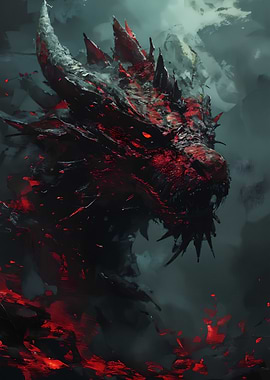 Fiery Red Dragon Head