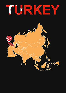 Map of Turkey with Flag