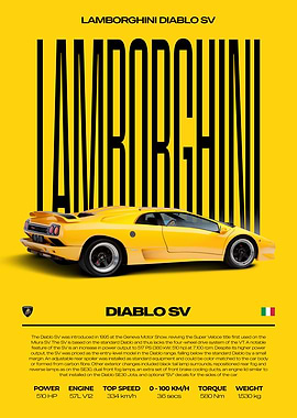 Lamborghini Diablo SV Car Poster