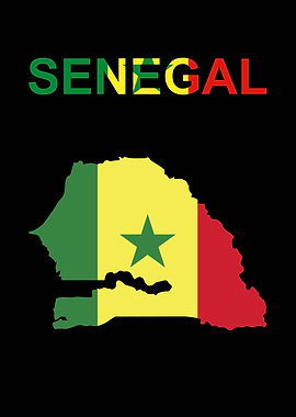 Senegal Map Flag Text