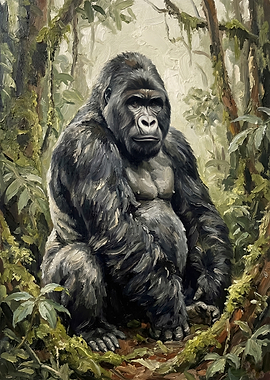 Majestic Gorilla in Lush Forest
