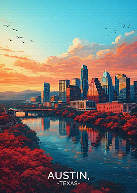 Austin, Texas Skyline at Sunset