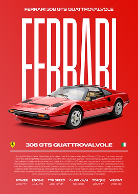 Ferrari 308 GTS Quattrovalvole Car Poster