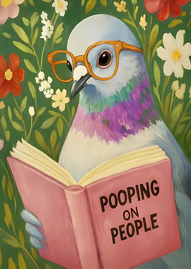 Pigeon Reading Book About Pooping