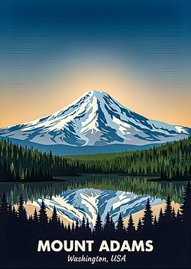 Mount Adams Washington USA Vintage Poster
