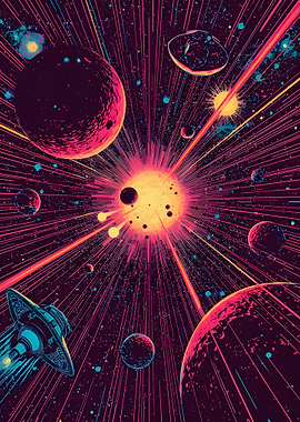 Cosmic Explosion with Spaceship