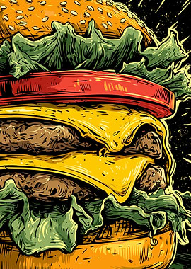 Double Cheeseburger Illustration