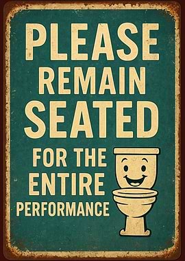 Please Remain Seated Toilet Sign