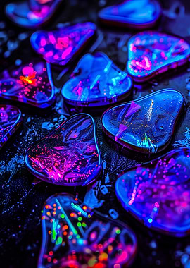 Neon Guitar Picks – Vibrant Cyberpunk Music Aesthetic