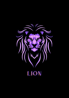 Purple Lion Head Logo