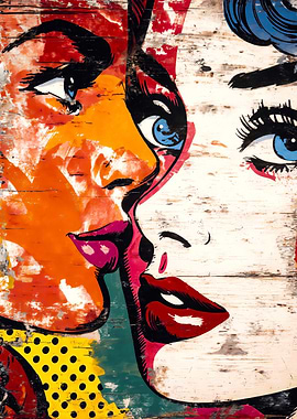 Vintage Pop Art Lesbian Comic Kiss