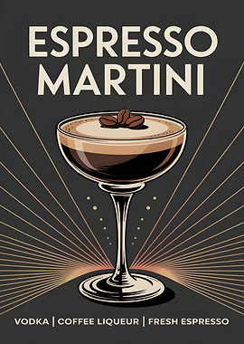 Vintage Espresso Martini Cocktail Poster
