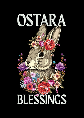Ostara Blessings Bunny Floral Art
