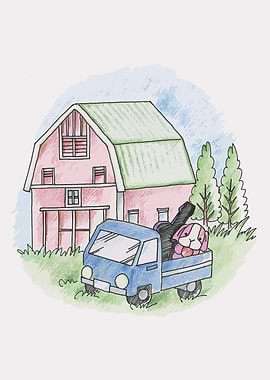 Cute Dog and Guitar in a Truck