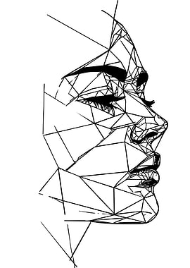 Geometric Face Profile Line Art