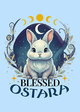 Blessed Ostara Bunny with Moon Phases