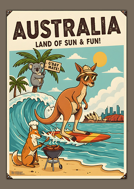 Australia Land of Sun & Fun Poster