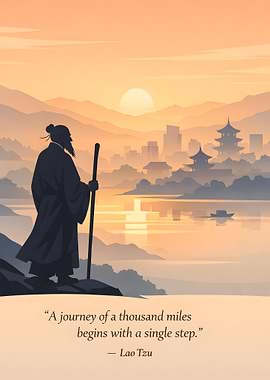Lao Tzu quote with landscape
