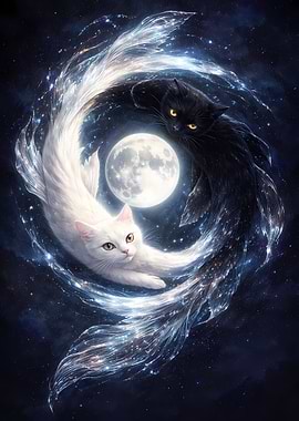 Yin Yang Cats in Space