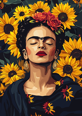 Frida Kahlo with Sunflowers