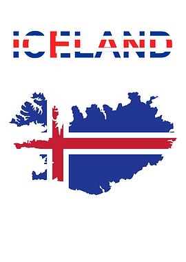 Iceland Map Flag Text