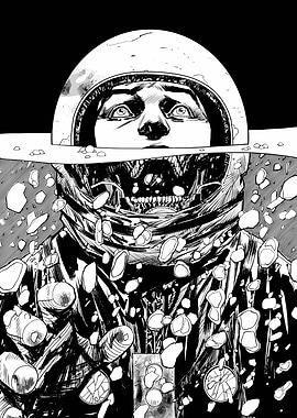Horror Astronaut with Skull Face