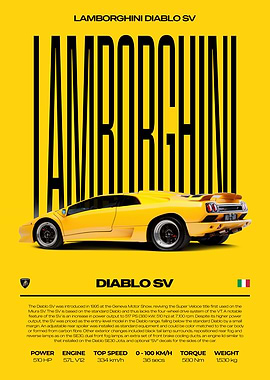 Lamborghini Diablo SV Car Poster