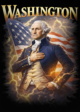 George Washington – U.S. President Patriotic American Flag Portrait Wall Art