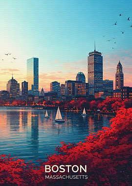Boston Skyline at Sunset