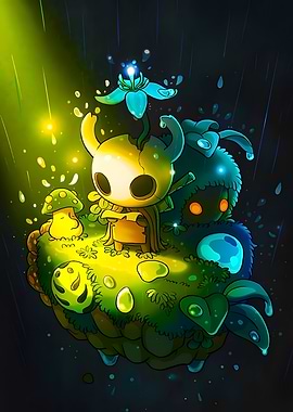 Hollow Knight in Rainy Forest