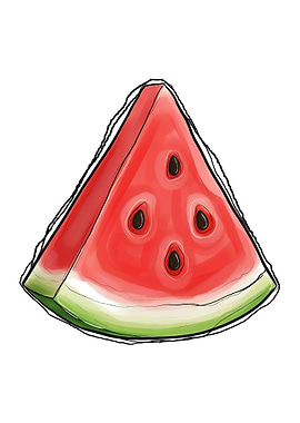 Slice of Watermelon with Seeds
