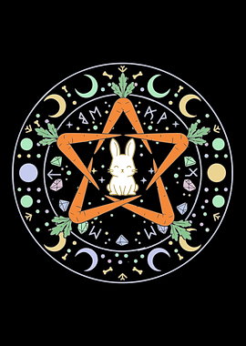 Cute Bunny in Magical Carrot Pentagram