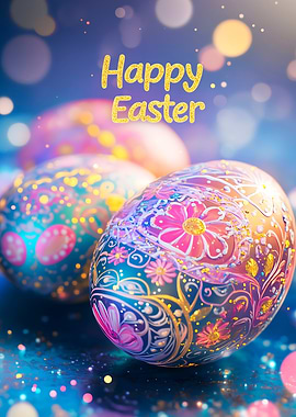 Happy Easter Decorated Eggs