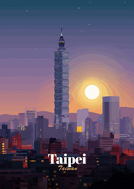 Taipei Cityscape at Sunset
