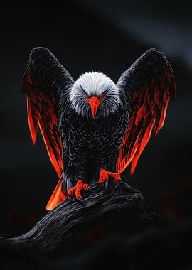 Fiery Eagle on a Branch