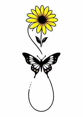 Sunflower and Butterfly Infinity Symbol