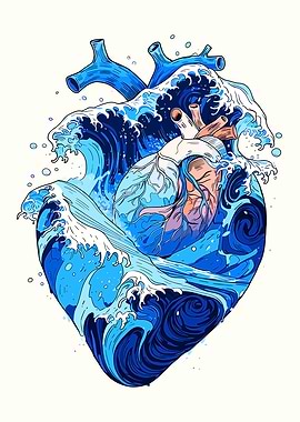 Heart with Crashing Waves