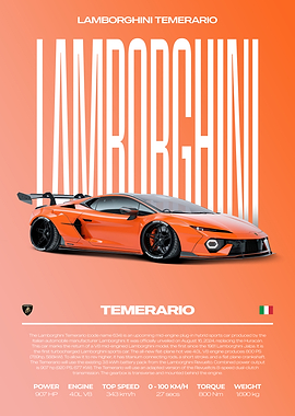 Lamborghini Temerario Car Poster
